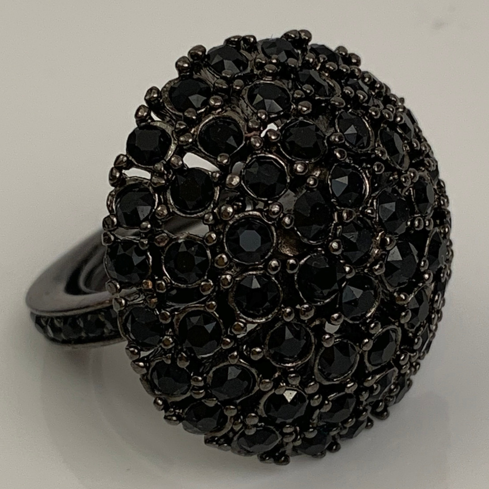 Oscar de la Renta Signed Black Dome Ring Sz 6-7.5 - Picture 5 of 8
